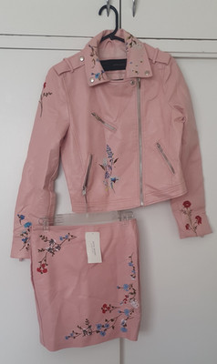 AFTF Basic Classic clothing ,  women , jacket and skirt set , size S , pink, NEW