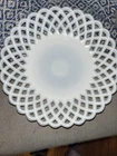 Vintage Fenton White Milk Glass Lattice Edge Shallow Fruit Bowl Scalloped 11"x2"