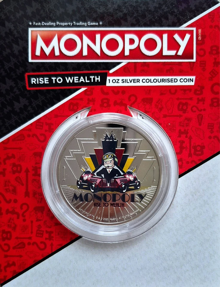 MONOPOLY RISE TO WEAITH 1 oz .999 SILVER PROOF COIN SAMOA $5 DOLLAR COIN 2024. - Image 1 of 4