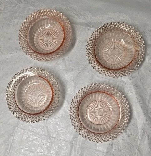 Vintage Miss America Pink Depression Glass Set Of 4 Cereal Bowls