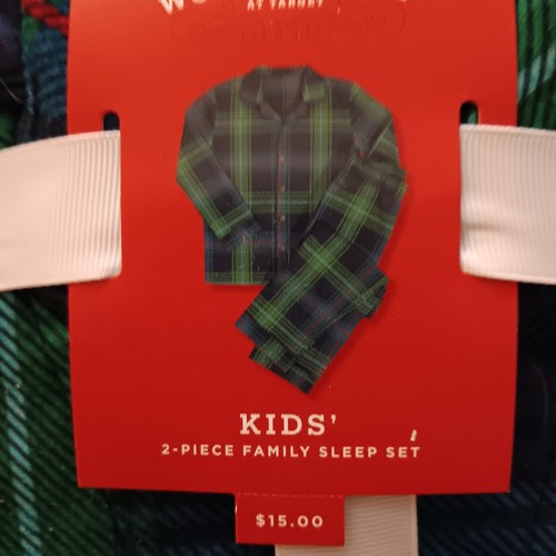 Target Wondershop Kids Boys Girls Christmas Green Plaid Pajama Set Size 10 Large - Picture 2 of 3