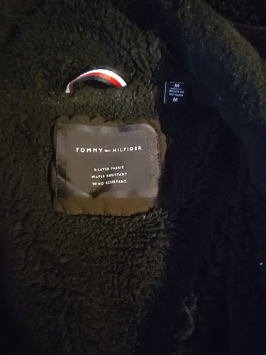 Tommy Hilfiger Men Black 3 Layer Fabric Fur Lined Jacket Water Resistance Size M - Picture 2 of 12