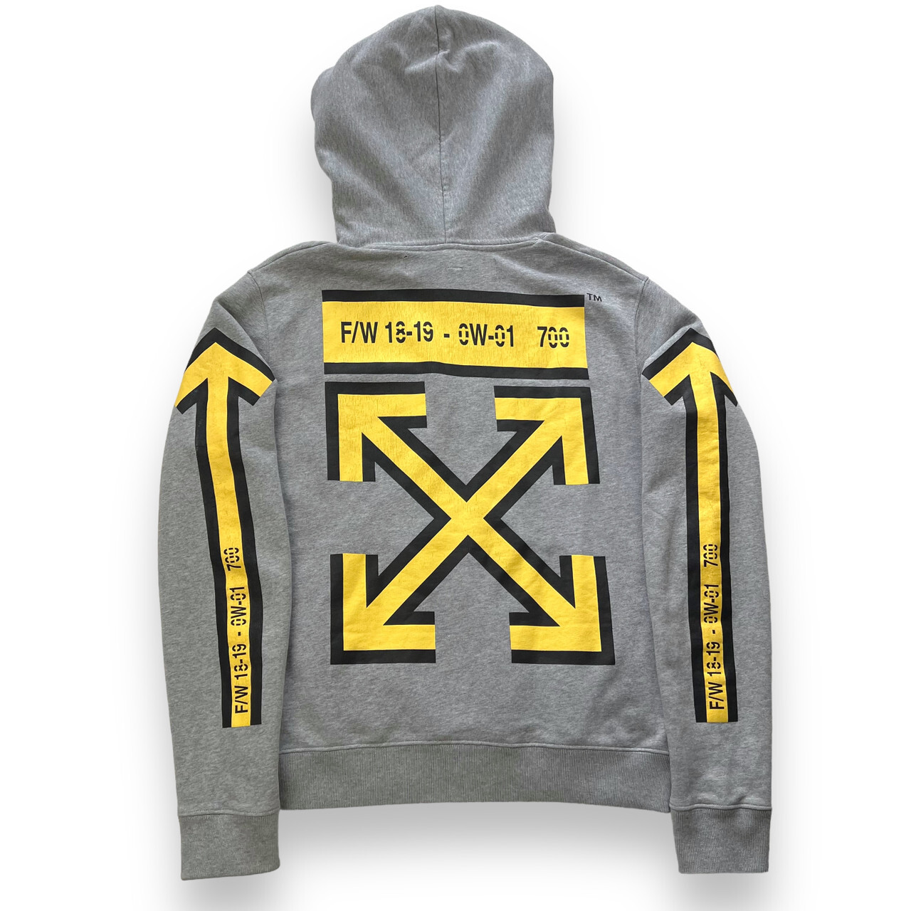 OFF WHITE X NIKE Felpa con cappuccio bianca sporca frecce gialle