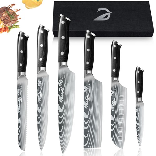 6pcs Kitchen Knives Set Japanese Damascus Stainless Steel Chef's Knife w/ Box AU - Picture 9 of 10
