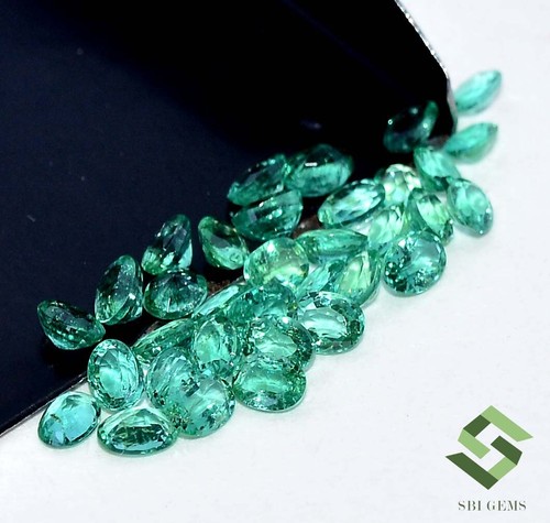 4x3 mm Natural Emerald Oval Cut Lot 35 Pcs 5.38 CTS Zambia Loose Gemstones - Picture 4 of 5