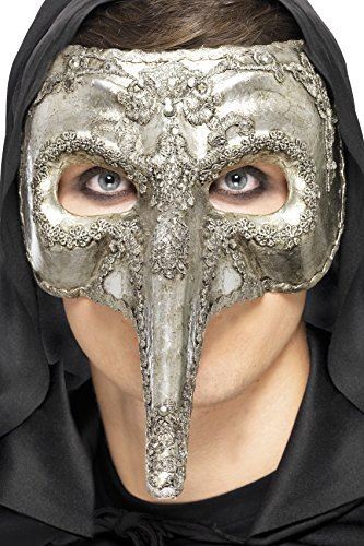 Maschera Capitano Veneziano Lusso Argento Halloween chiedi - Foto 1 di 1