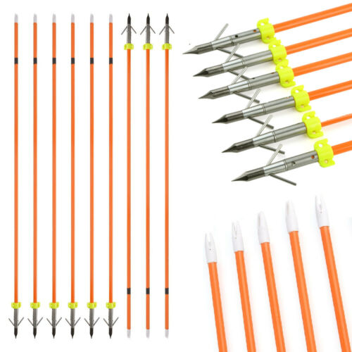 30 Zoll Bogenfischen Massiv Fiberglas Pfeile Angeln Pfeilspitzen Bogenschießen Jagd - Bild 1 von 12