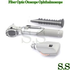 FIBER OPTIC Otoscope Ophthalmoscope Examination LED Diagnostic ENT SET Kit-GRAY