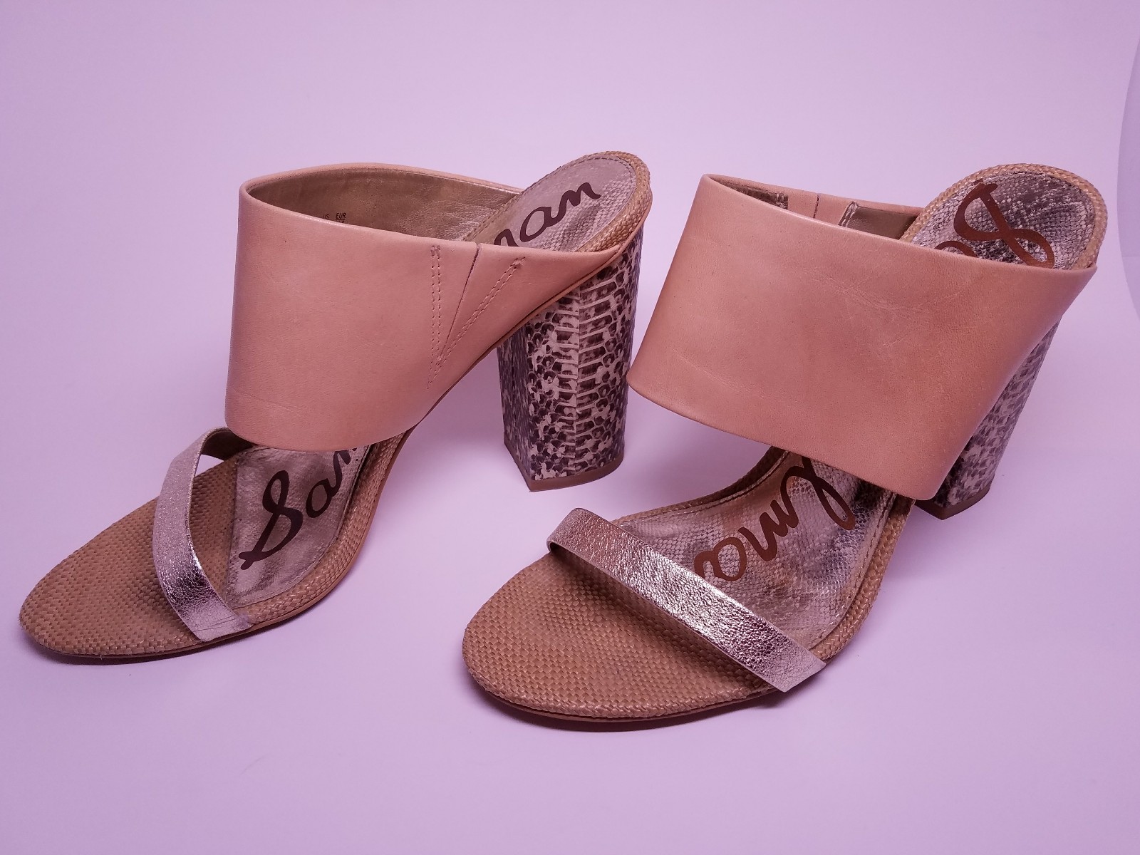 SAM EDELMAN Yoselin Brown and and and gold, Phyton Block Heel, Size 10 70ea9a SAM EDELMAN Yoselin Brown and and and gold, Phyton Block Heel, Size 10 70ea9a