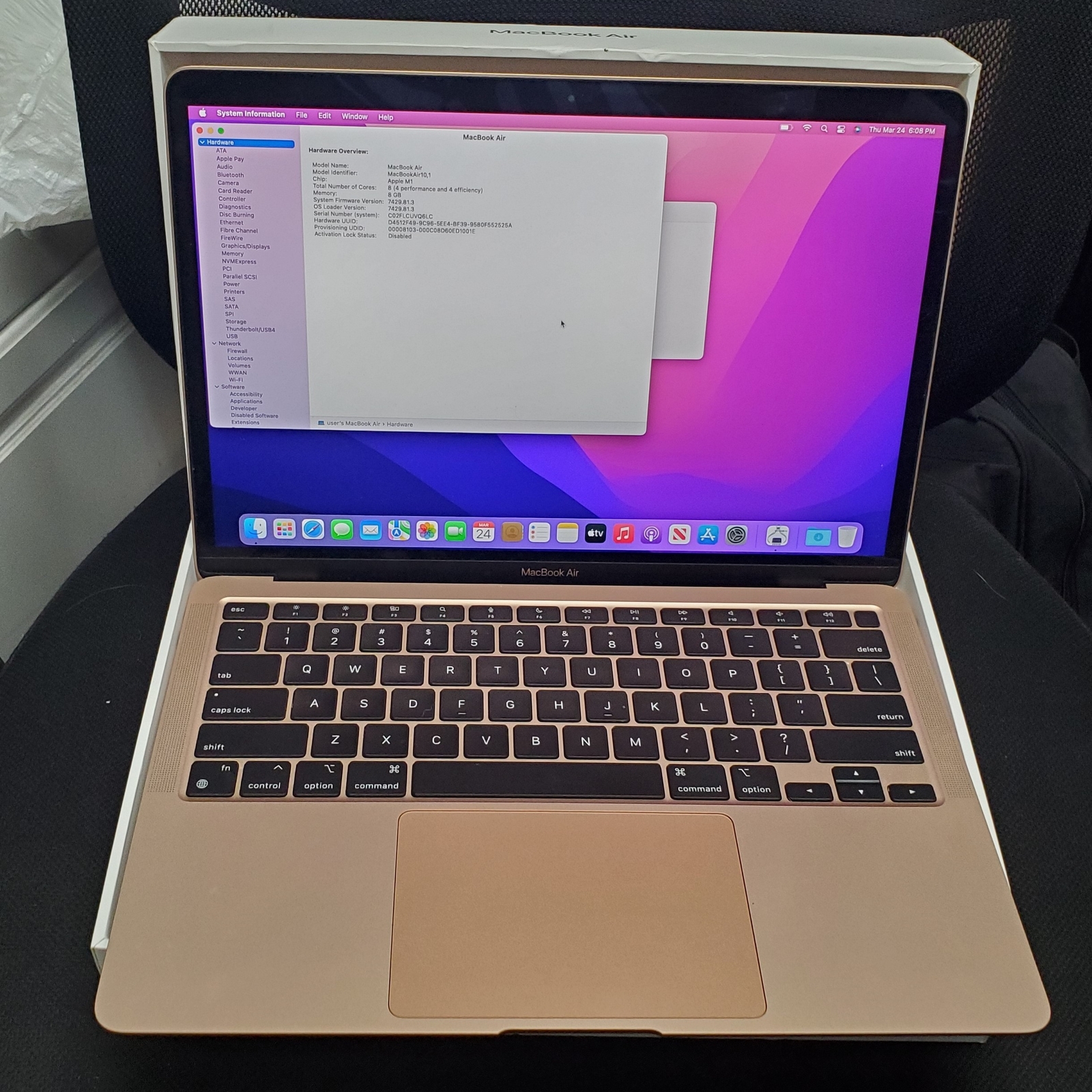 Apple MacBook Air 13in (256GB SSD, M1, 8GB) Laptop - Gold ...