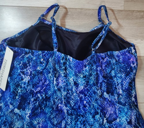 TrimShaper Romper One Piece Swimsuit Womans Plus 24W Blue Black Slimming NWT - Picture 13 of 17