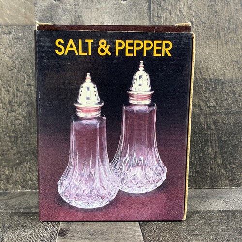 Vintage Mervyn's Salt & Pepper Shakers Clear Glass Stainless Tops Starburst Rare - Picture 2 of 9