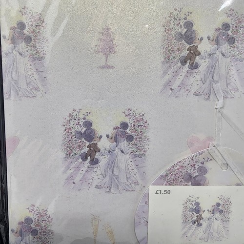 Disney Store UK Mickey Minnie Mouse Wedding Gift Wrap New 2 Sheets 2 Tags - Picture 3 of 13