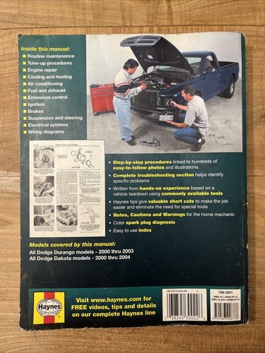 Haynes 30022 Repair Manual for Dodge Dakota 2000 -04 & Dodge Durango 2000 -03 - Bild 2 von 3