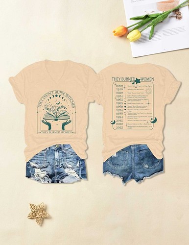 They Didnt Burn Witches They Burned Women Shirt Short Sleeve T-Shirt Summer Tops - Picture 19 of 28