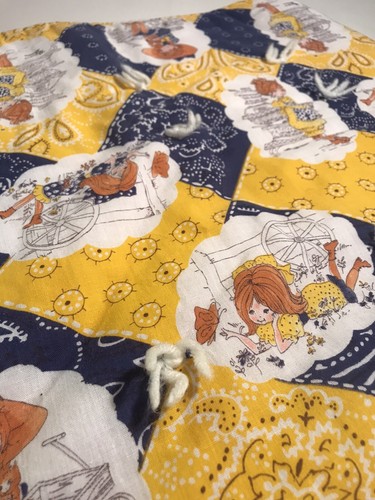 Holly Hobbie Petticoats And Pantaloons Quilted Baby Blanket vintage, yard tied - Picture 4 of 15