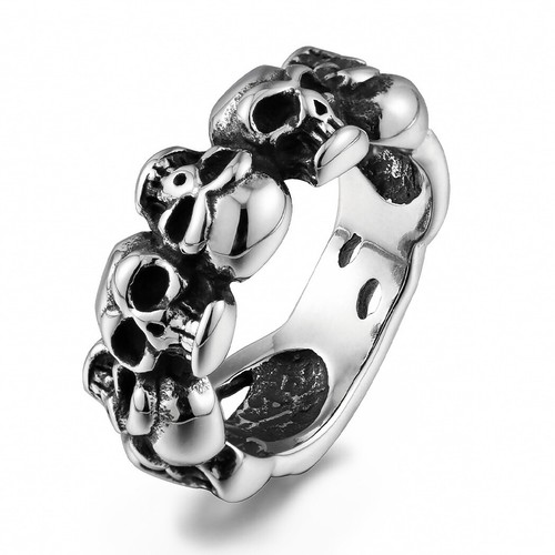 Men Retro Gothic Death Skull Ring Stainless Steel Cocktail Party Biker Statement - Picture 32 of 89