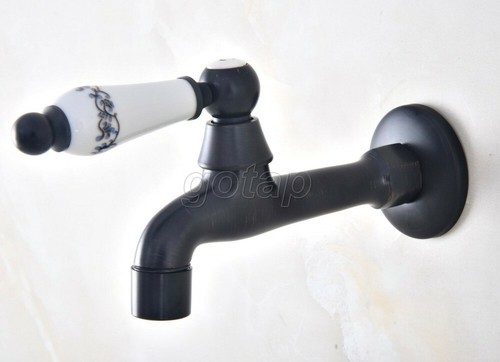 Oil Rubbed Brass Wall Mounted Ceramic Handle Mop Pool Faucet Basin Taps Gav336 - Picture 5 of 7