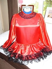 Sissy Maid Girl Mini skirt Satin Dress Cosplay Costume Tailor-made
