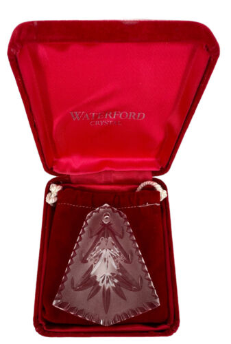 Waterford Crystal Christmas Tree Ornament Red Velvet Pouch & Box Rare Ireland - Picture 2 of 5