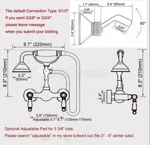 Polished Chrome Bathroom Wall Mount Hand Held Shower Head Kit Shower Faucet Set - Picture 3 of 6