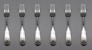 SET-OF-SIX-Oneida-Stainless-Flatware-CITYSCAPE-8-1-4-034-Large-Dinner-Forks-USA