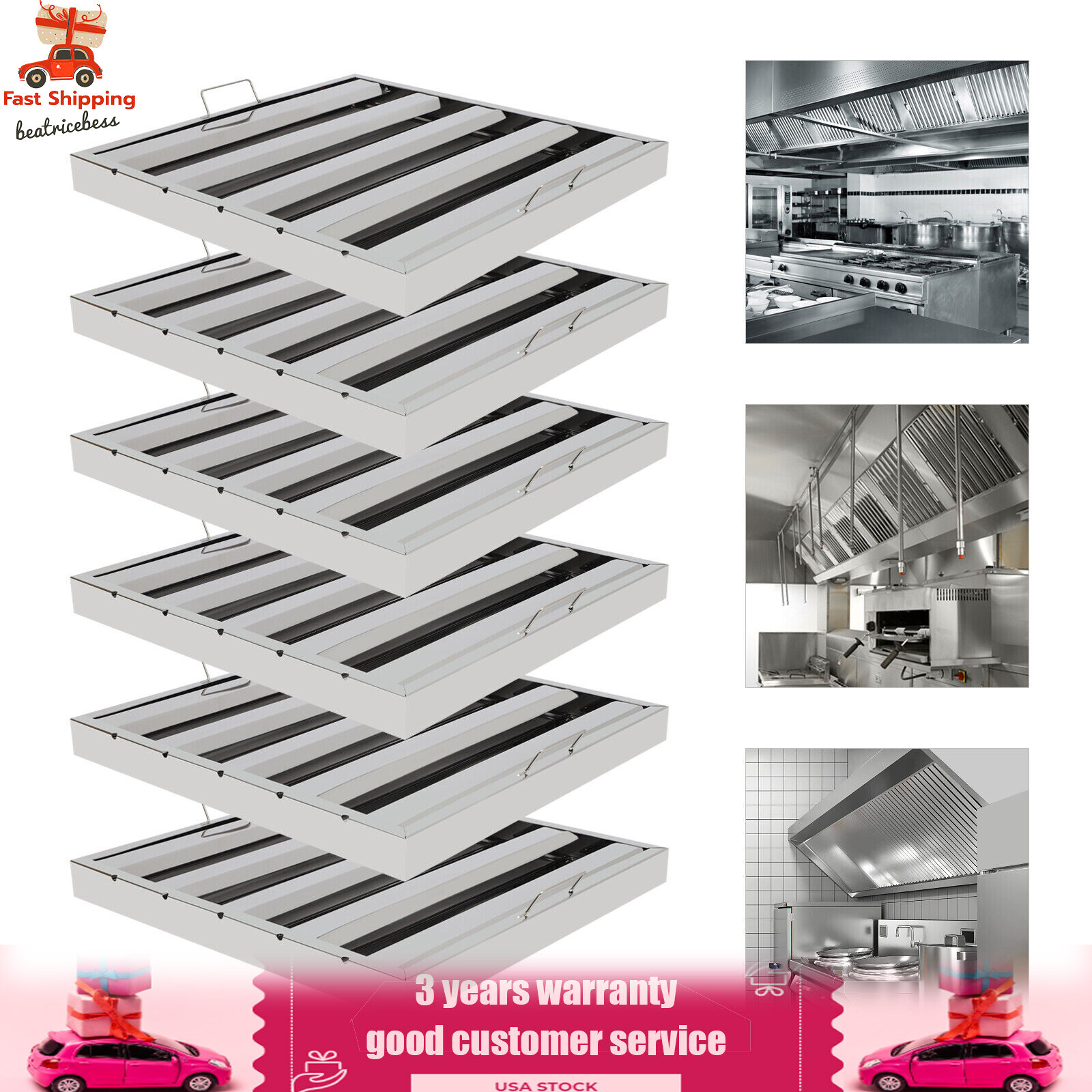 20" X 20" Commercial Hood Grease Exhaust Filter Baffle Stainless Steel 6 Pack US