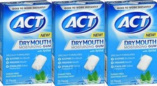 ACT Dry Mouth GUM w/ XYLITOL Sugar-Free, Mint, 20 ct  3 boxes  /