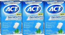 ACT Dry Mouth GUM w/ XYLITOL Sugar-Free, Mint, 20 ct ( 3 boxes ) /