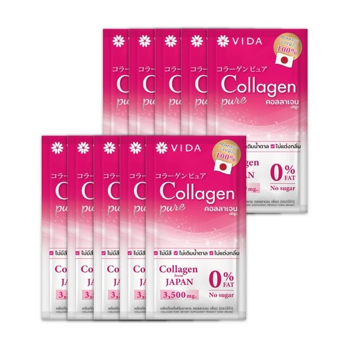 Vida Premium Collagen Pure Anti-Aging 3500 mg 0% FAT/Sugar 3.5g x 10 Sachets/Box - Picture 3 of 23