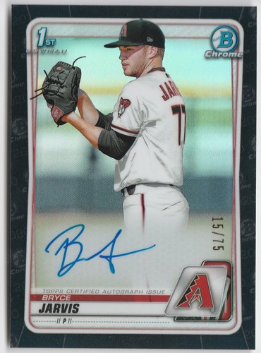 2020 Bowman Draft Chrome BLACK REFRACTOR AUTO #15/75 Bryce Jarvis RC Rookie AZ - Picture 1 of 2