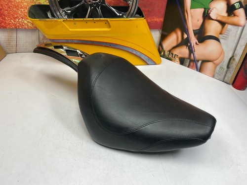 OEM 84-99 Harley Heritage Springer Softail Fat Boy Seat Chrome Cow Tail