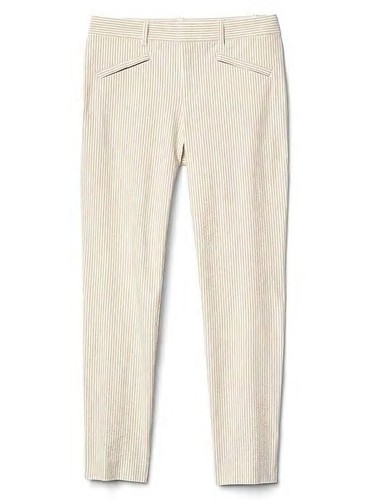 NWT Gap Signature Skinny Twill Mid Rise Ankle WHITE BLUE Seersucker Pants 6 Tall - Picture 5 of 6
