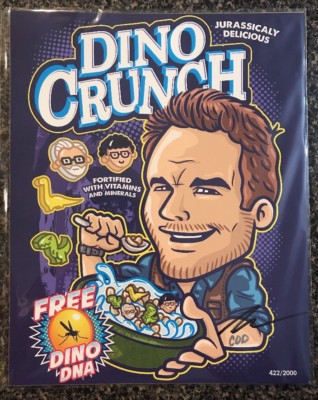 Bam Box Exclusive Jurassic Park /"Dino Crunch/" Fan Art Print COA Chris Pratt