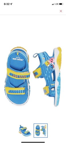 Brand New Pinkfong Baby Shark Toddler Boys Slide Sandals Shoes Light Up Size 10 - Picture 2 of 3