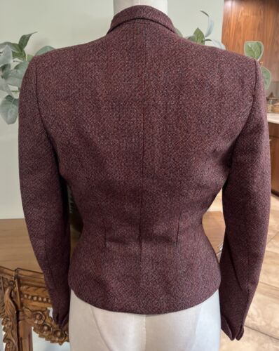 Vintage Kolmer Damen Small Union Made Rot Bedruckt Schößchen Anzug Jacke 40er 50er #M - Bild 6 von 11