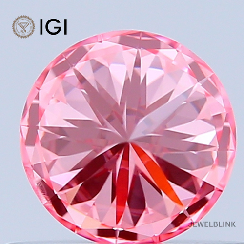 IGI Certified 0.51 Carat Fancy Vivid Pink VS2 Round Cut CVD Lab Grown Diamond - Picture 3 of 17