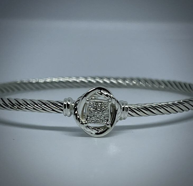 David Yurman Sterling Silver Infinity Pave Diamond Bracelet
