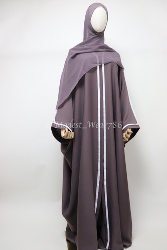 Vestido Dubai Abaya Clásico Bisht Farsha Corte Mariposa Musulmán Mujer Purpúreo Taupe - Imagen 5 de 5