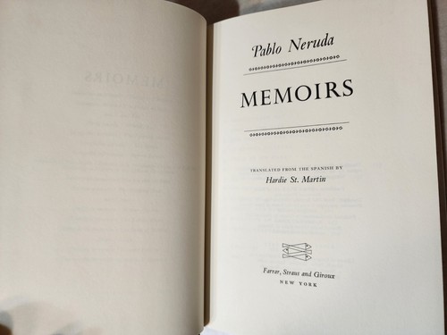 MEMOIRS Pablo Neruda NOBEL PRIZE 1st Edition First Printing POETRY 1977 HCDJ - Foto 5 di 6