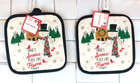 NEW Christmas 2 Potholders Oven Mitts TOWEL Set 'There's Snow Place Like Home'