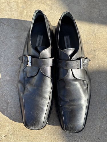 Scarpe eleganti uomo taglia 13M JOHNSTON & MURPHY mocassino cinturino monaco pelle nero ITALIA - Foto 9 di 14