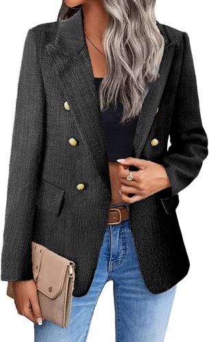 2025 Women'S Spring Tweed Blazer Jacket Plaid Fully-Lined Fashion Business Casua
