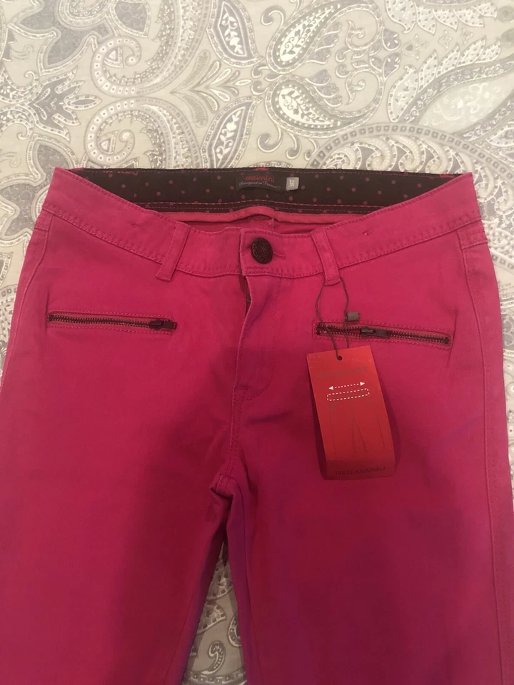 Pantalón niña catimini talla 12, cintura ajustable, rosa brillante Foto 3 de 3