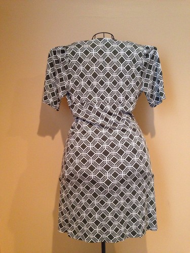 Banana Republic Dress Petite L Green White Geometric Sleeves Silk - Picture 5 of 5