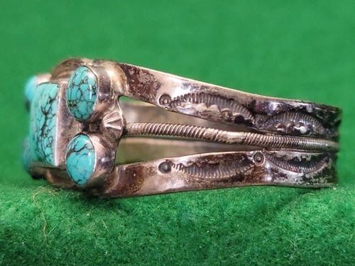 Native American Roie Jaque Sterling Silver 925 Turquoise Cuff Bracelet - Picture 7 of 23