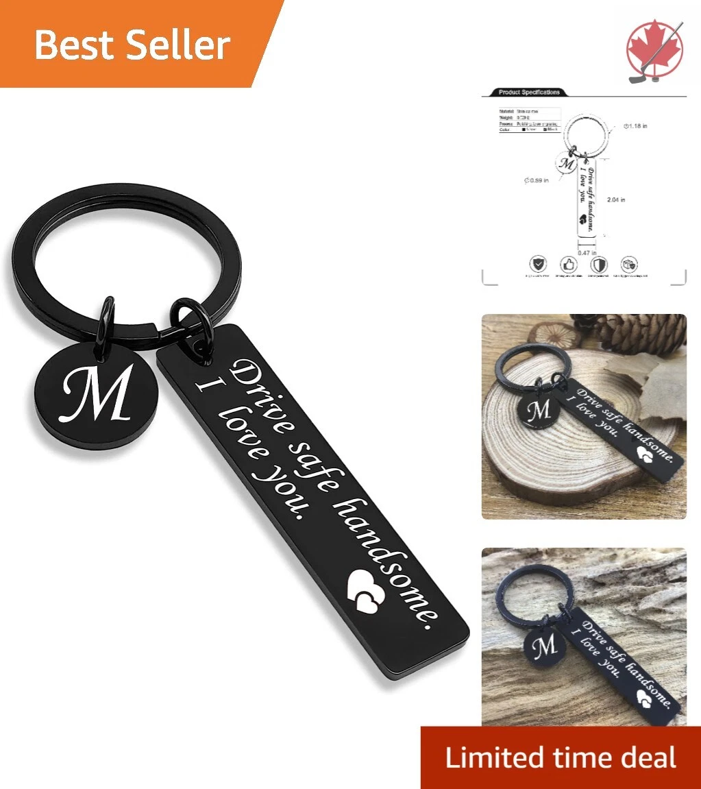 Personalized Drive Safe Keychain Stainless Steel Hook Loop