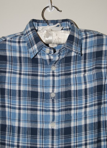 NWT Crewcuts Boy's Dusty Blue Plaid LS Button Flannel Shirt sz 4-5 - Picture 2 of 13