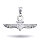 925 Sterling Silver Ankh Cross Eye Of Ra Pendant Necklace
