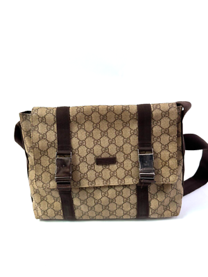 Gucci Beige/Brown GG Supreme Canvas Double Buckle Flap  display picture 1